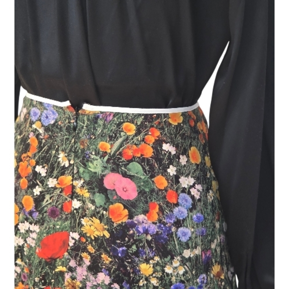Stella McCartney Black Bold Floral Midi A-Line Stella Skirt, Multicolored, NWT - Picture 7 of 15